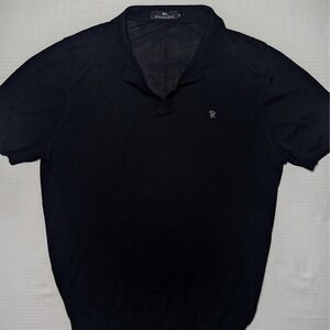 Stefano Ricci Black Polo Textured Knit Luxury Minimalist Quiet Luxury Italy